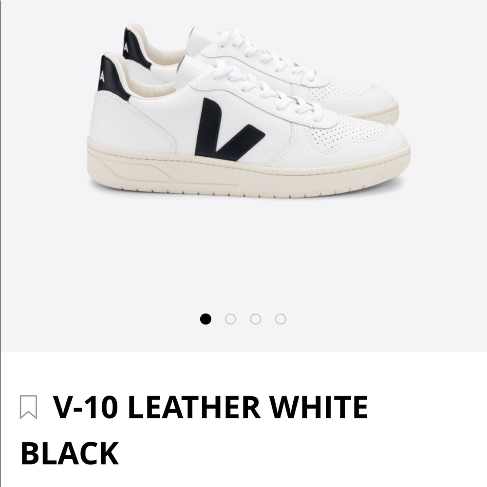Veja V-10 Leather White Black Size W8-8.5, EUR 39. Barely worn!